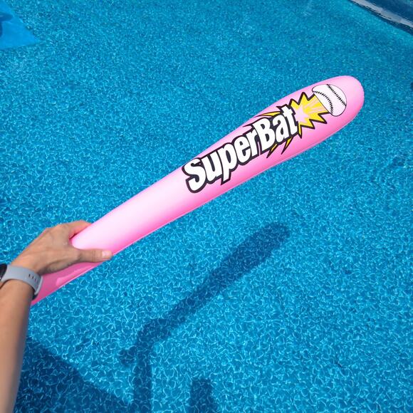 Inflatable Pink SuperBat Baseball Bat Pool Toy - Good Used Condition - Picture 1 of 14